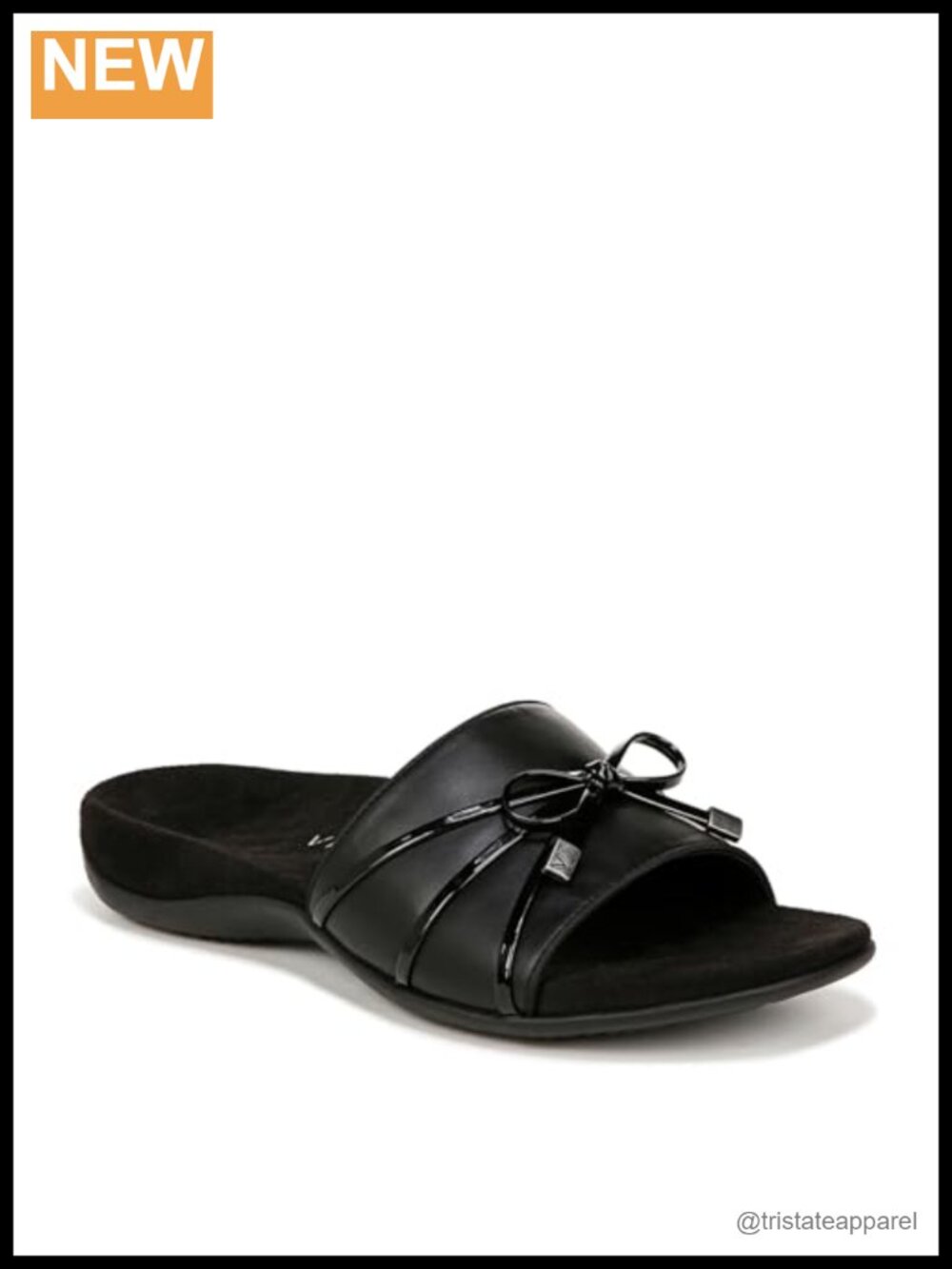 Vionic Bella Slide Sandal Handmade Upper Orthotic Footbed Bow Detail Casual